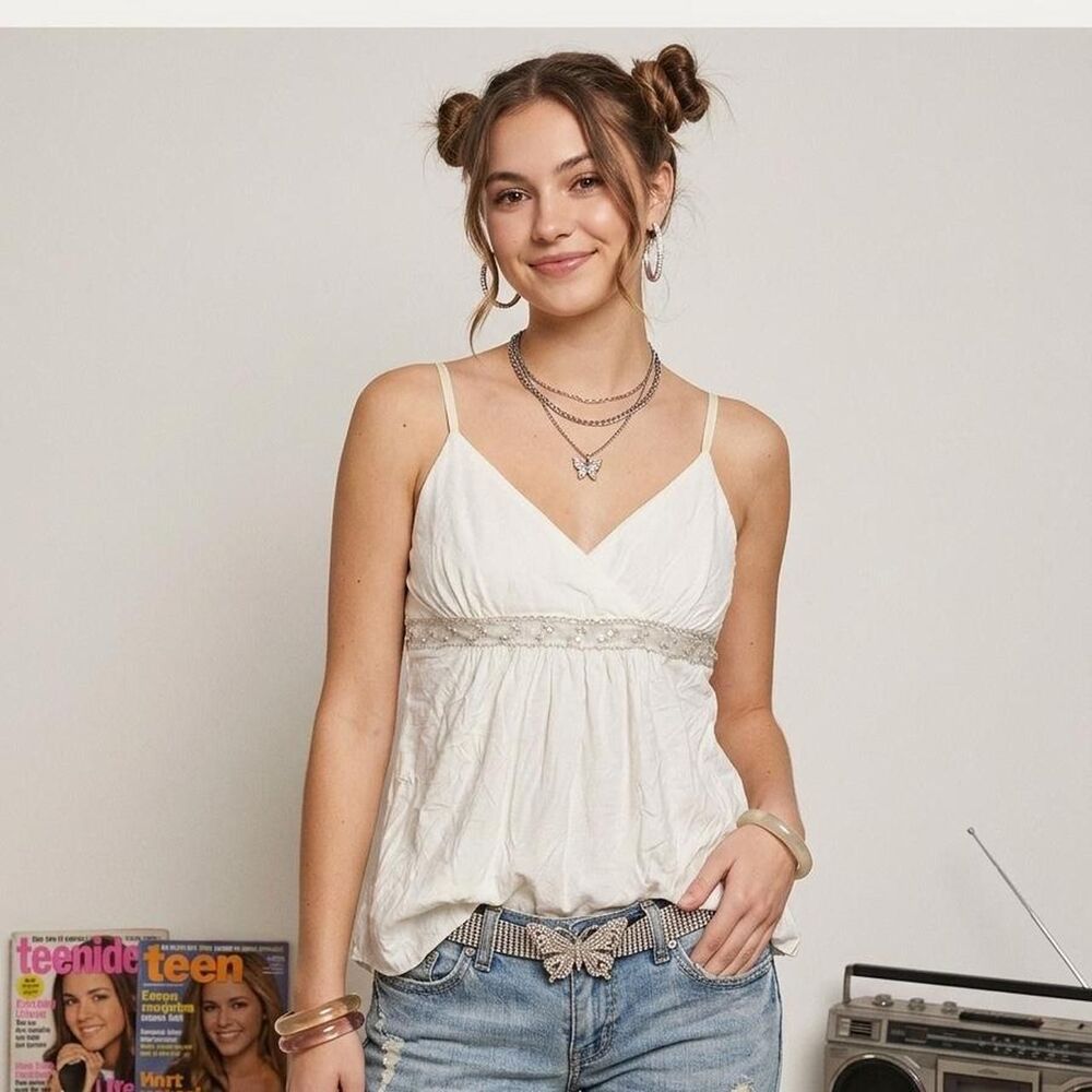 Body-central Women's White and Cream Tank Top